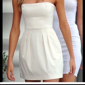 BCBG off white strapless mini dress